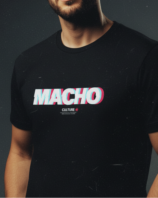 MACHO Glitch Logo Premium Faded Black Tee Pre-shrunk fabric