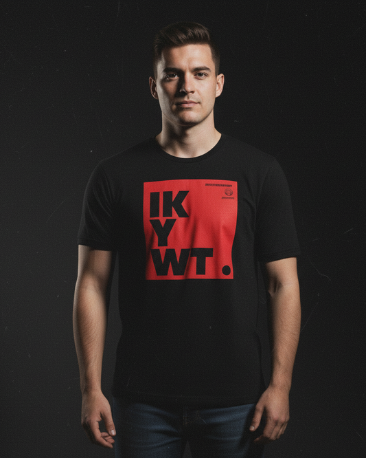 IKYWT "I Know You Want Too" MACHO Premium Faded Black Tee Pre-shrunk fabric