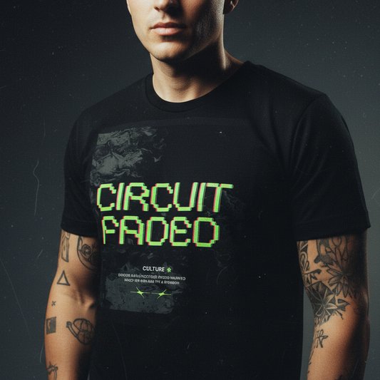 Circuit Faded Macho Premium Black Tee Pre-shrunk fabric