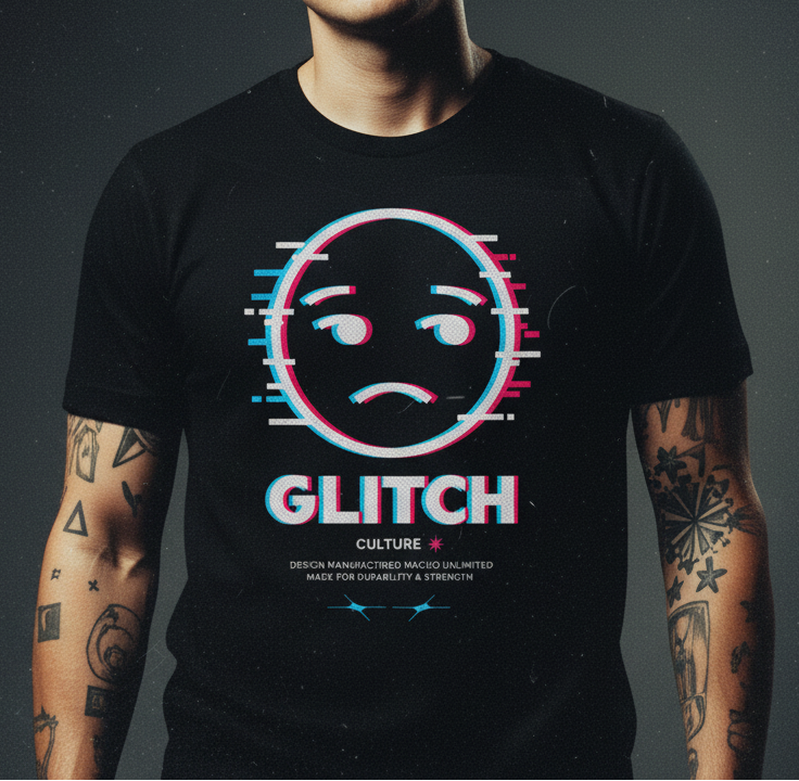 Glitch Macho Premium Vintage Black Tee Pre-shrunk fabric