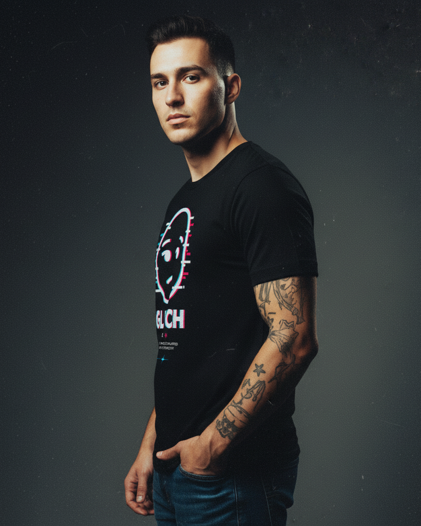 Glitch Macho Premium Vintage Black Tee Pre-shrunk fabric