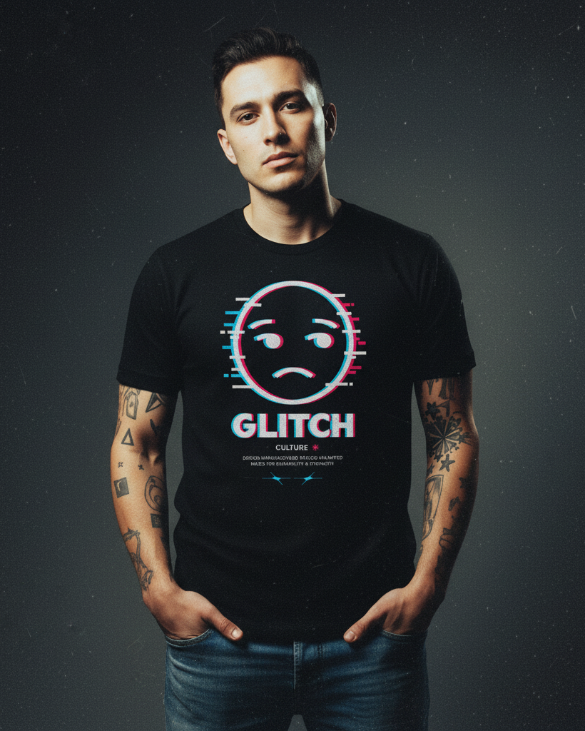 Glitch Macho Premium Vintage Black Tee Pre-shrunk fabric