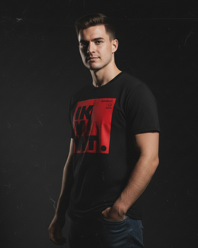 IKYWT "I Know You Want Too" MACHO Premium Faded Black Tee Pre-shrunk fabric