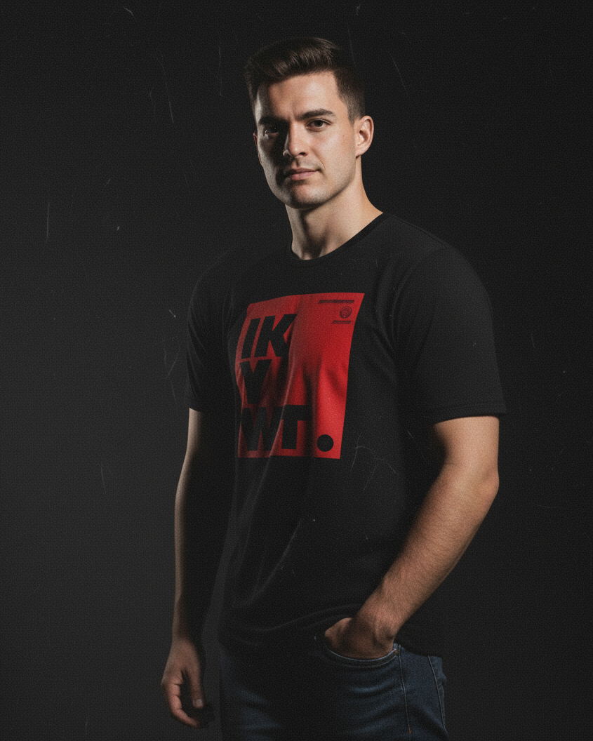 IKYWT "I Know You Want Too" MACHO Premium Faded Black Tee Pre-shrunk fabric