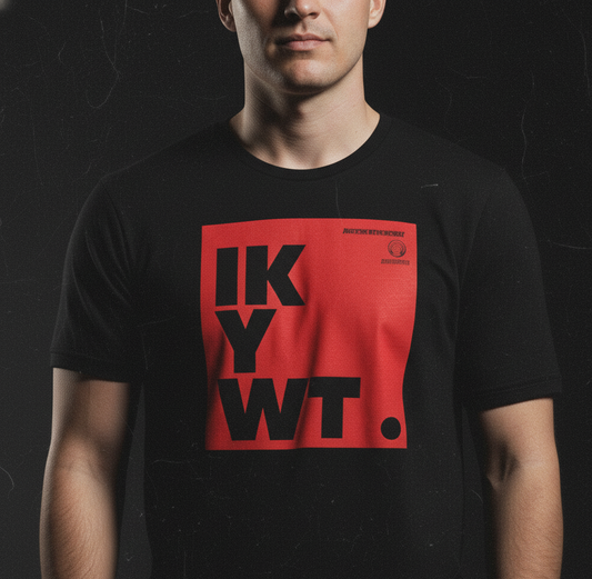 IKYWT "I Know You Want Too" MACHO Premium Faded Black Tee Pre-shrunk fabric