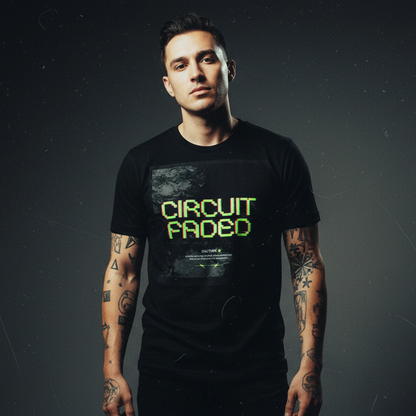 Circuit Faded Macho Premium Black Tee Pre-shrunk fabric